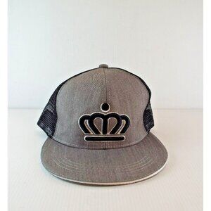 Crown Logo Navy Blue and Gray Mesh Back Snap Back Cap Trucker Hat Gift